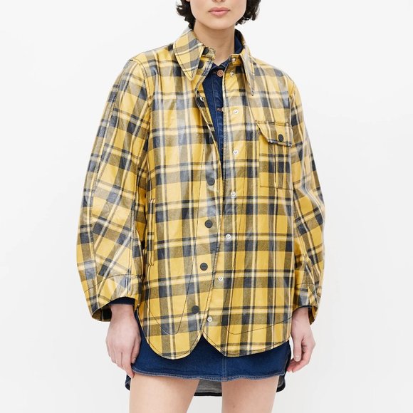 Yellow & Black Plaid Coated Jacket - Ganni - Picture 1 of 13